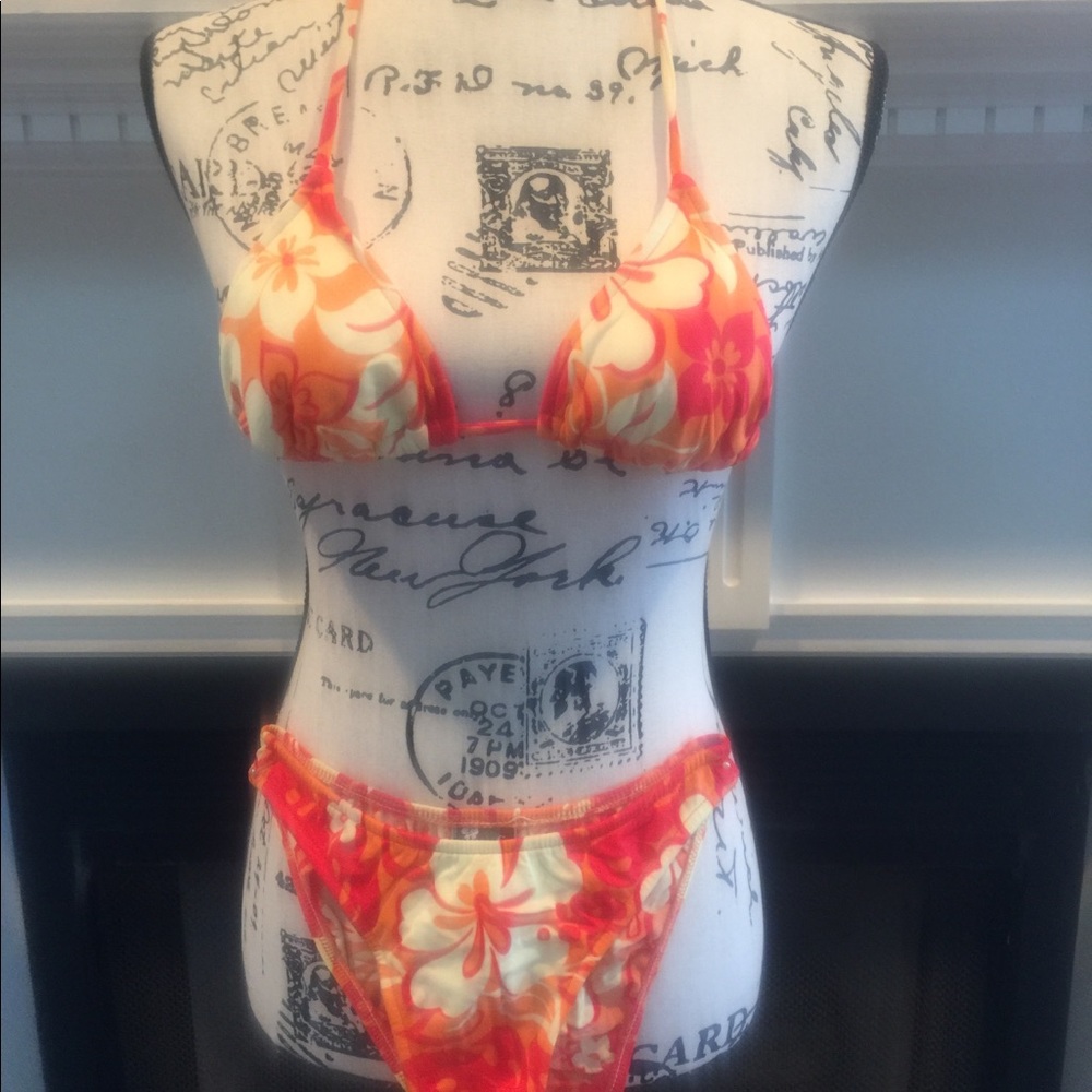 Cute 3 Pcs Orange/Yelliow Raisins Bikini